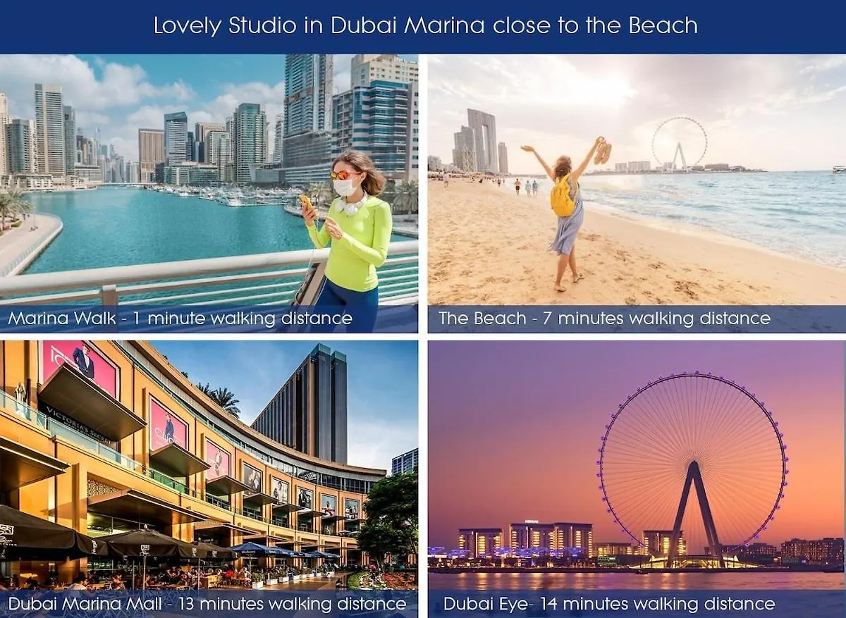 Studio In Dubai Marina Near Beach And Metro With Fast Wifi And Car Parking Z507 0*,